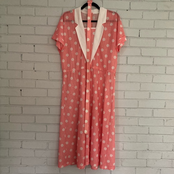 1980’s Peachy Pink Polka Dot Dress - Picture 4 of 6